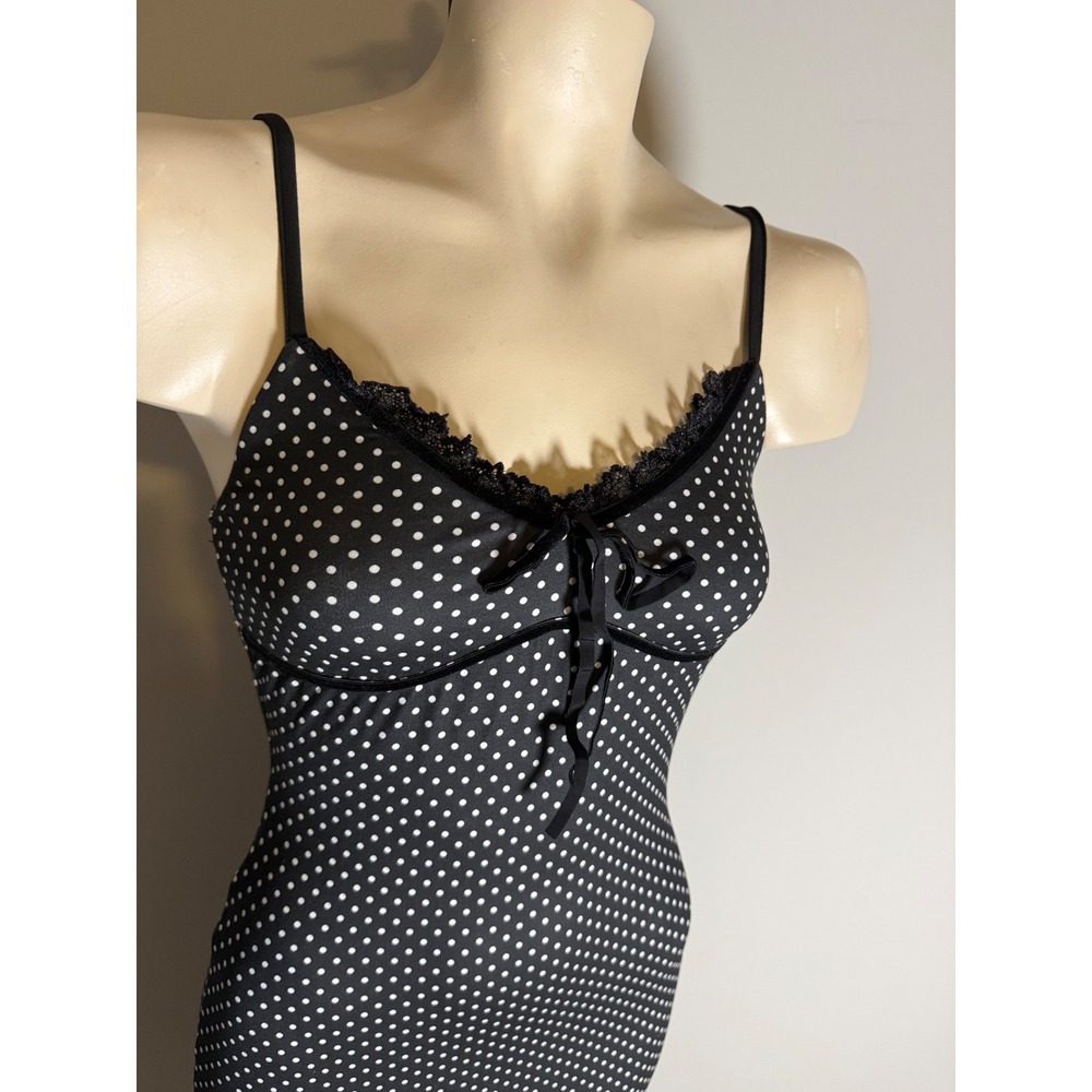 Princess Polly Delaney V Neck Frill Midi Dress Black Polka Dot Lace Trim US 0 - Picture 2 of 9